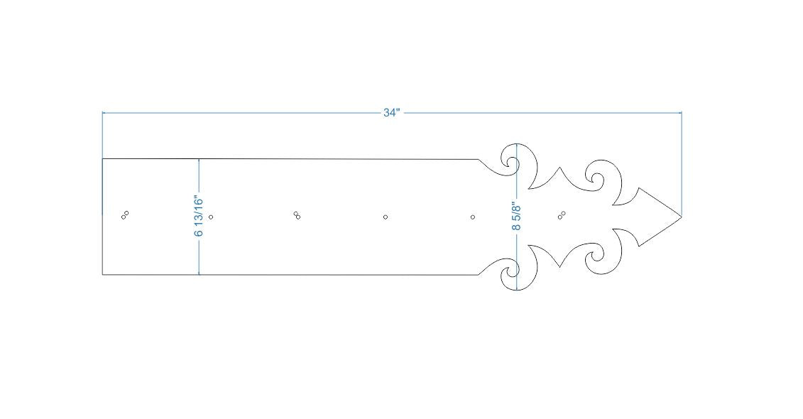 XL Romanesque Wrought Iron Faux Hinge Strap