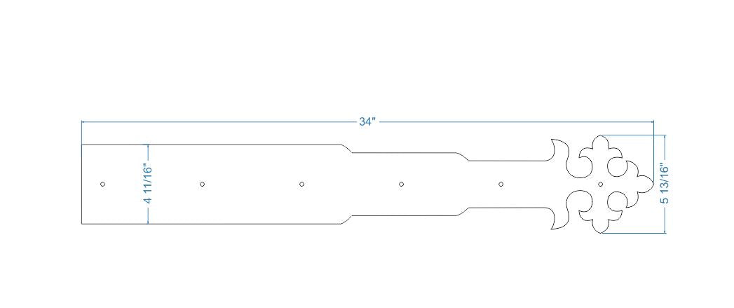 XL Portuguese Gothic Wrought Iron Faux Hinge Strap