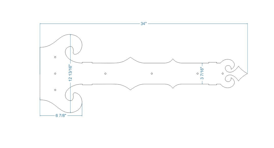 Baroque Iron Garage Door Dummy Hinge Strap