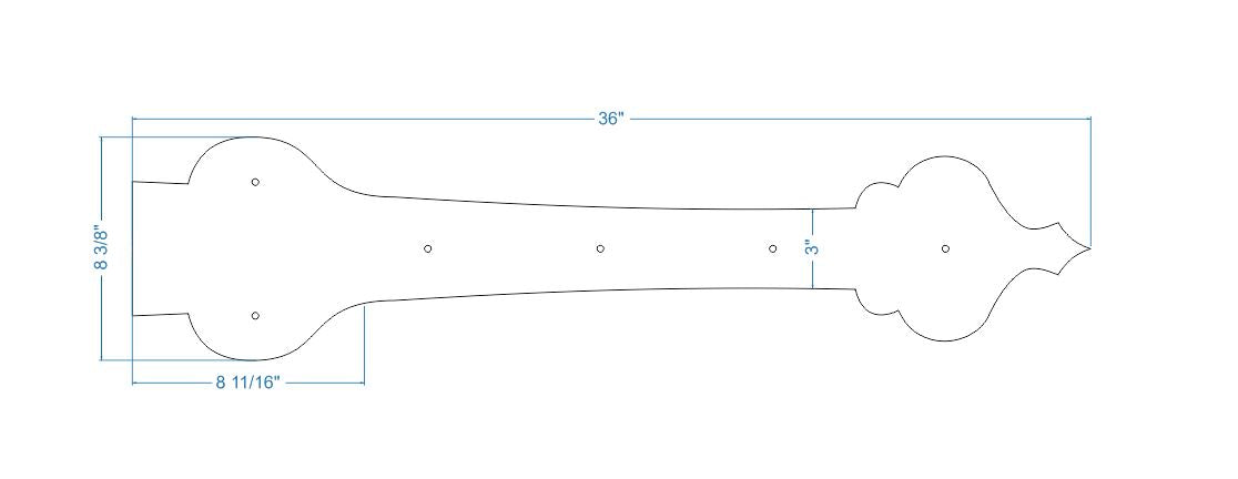 XL French Country Revival Iron Faux Hinge Strap