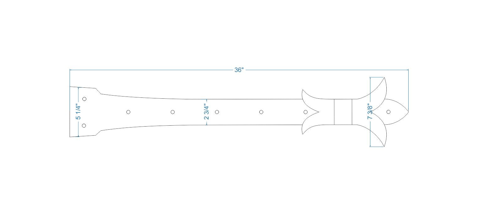 XL Babylonian Fleur De Lis Iron Faux Hinge Strap