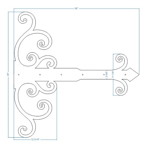 XL Chateauesque Iron Faux Hinge Strap