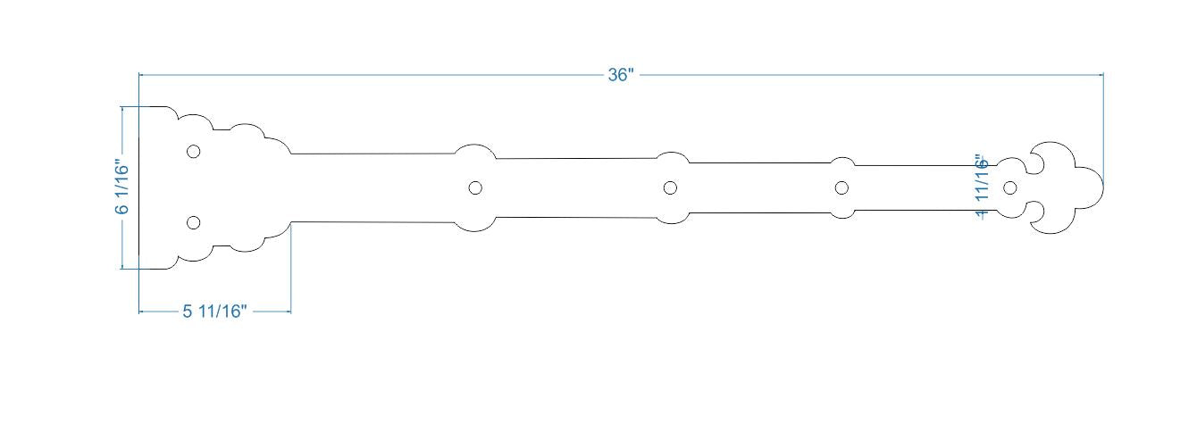 Moorish Revival Wrought Iron Garage Door Dummy Hinge Strap