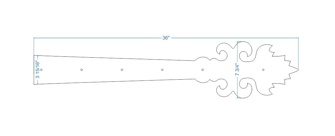 XL Romantic Wrought Iron Faux Hinge Strap