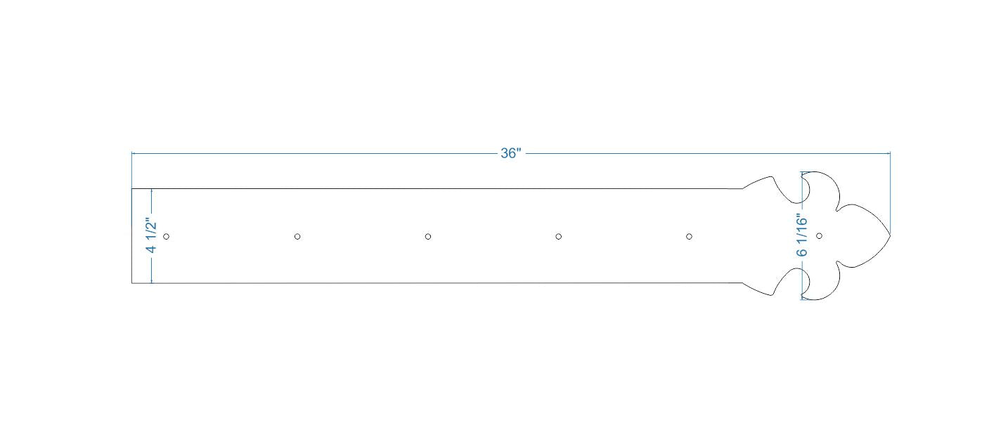 XL British Fleur De Lis Iron Faux Hinge Strap