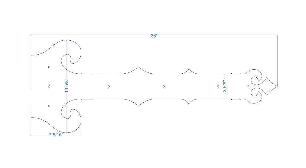 Baroque Iron Garage Door Dummy Hinge Strap