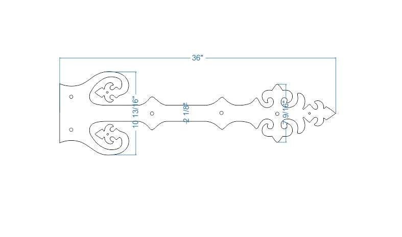 Sangle de charnière imitation fer forgé Renaissance XL