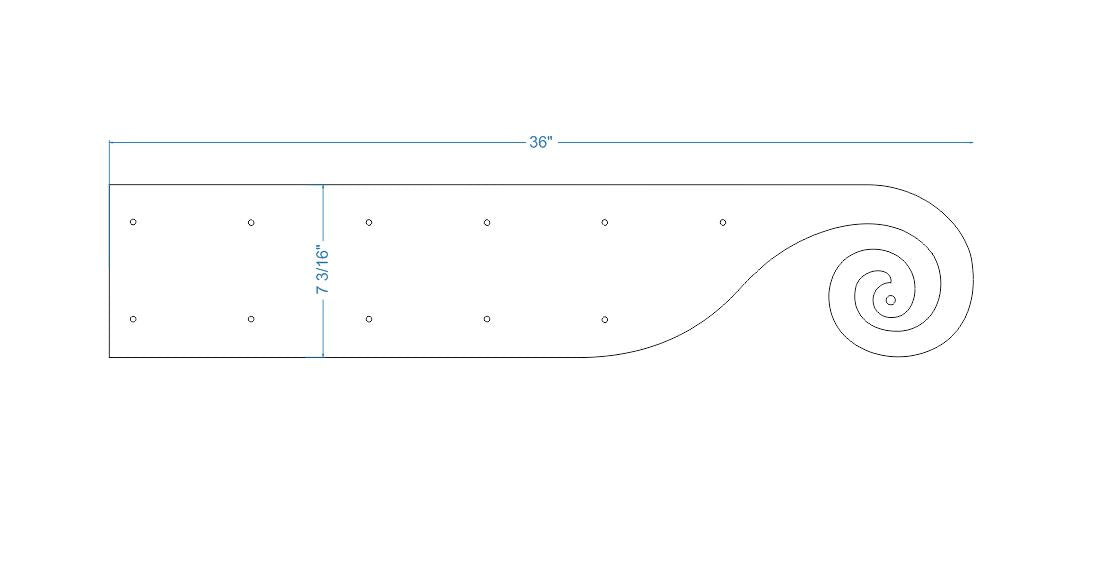 Greek Ionic Iron Garage Door Dummy Hinge Strap