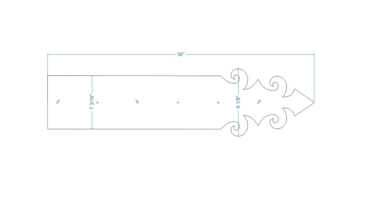 XL Romanesque Wrought Iron Faux Hinge Strap