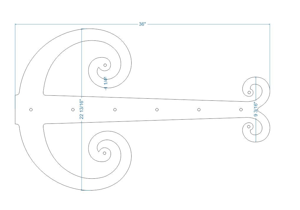 Middle Age Europe Wrought Iron Garage Door Dummy Hinge Strap