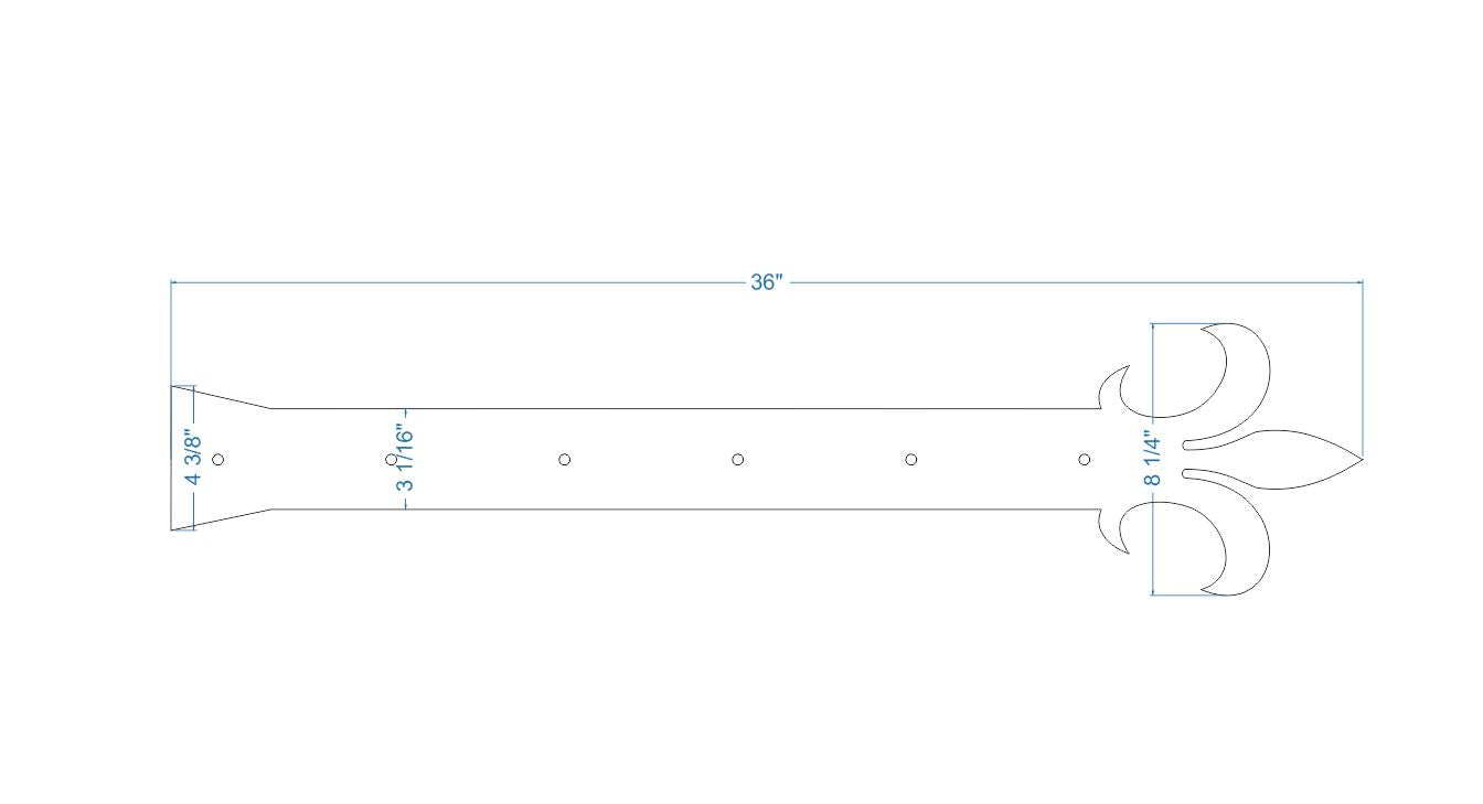 Egyptian Fleur De Lis Iron Garage Door Dummy Hinge Strap