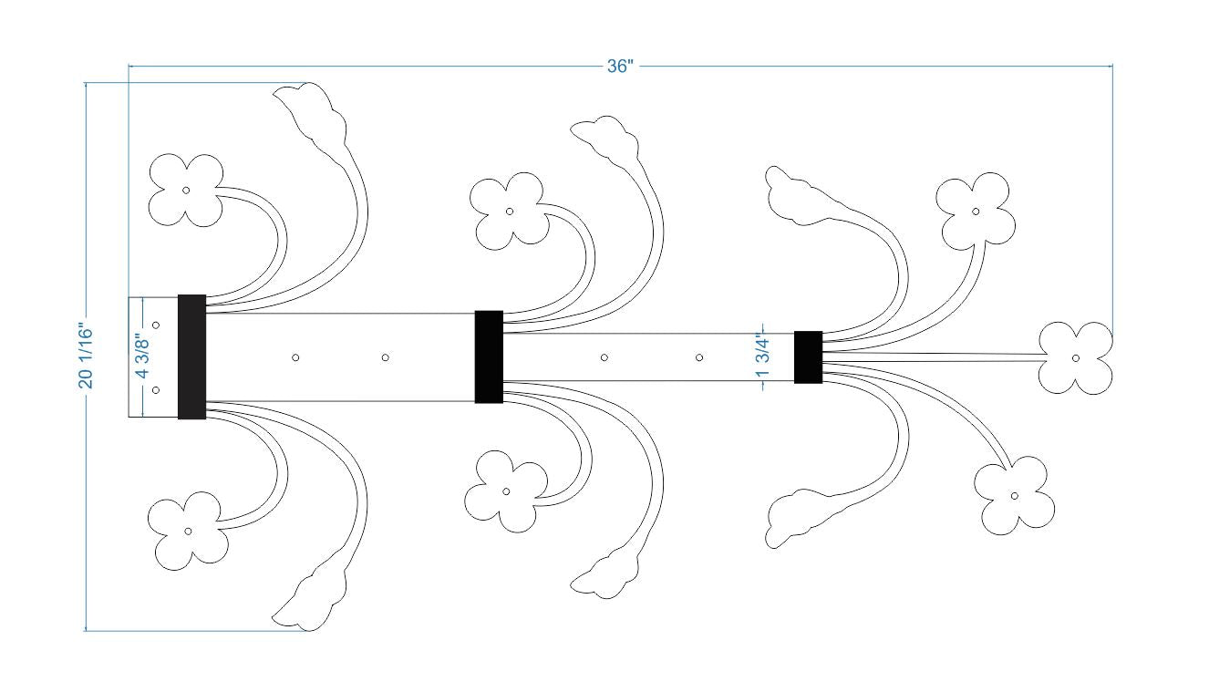 14th Century Wrought Iron Garage Door Dummy Hinge Strap