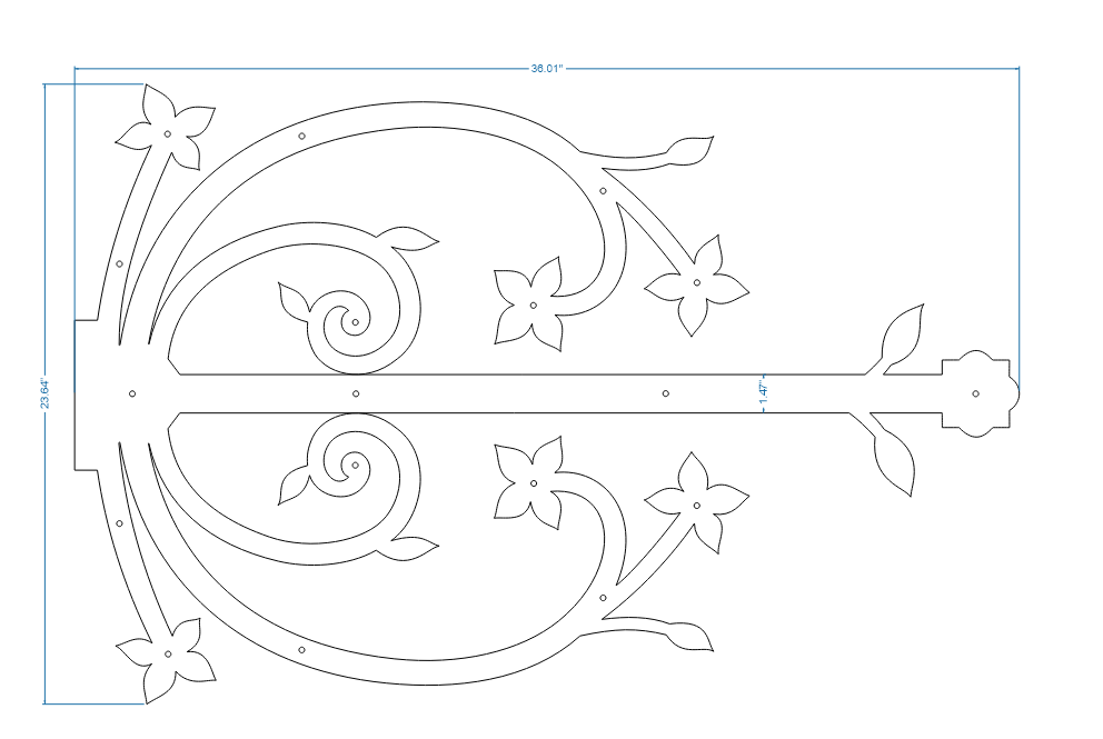 XL Polish Iron Faux Hinge Strap