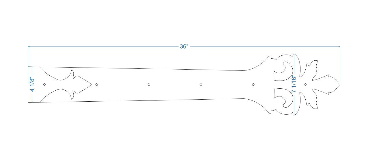 Roman Acanthus Wrought Iron Functioning Hinge Strap