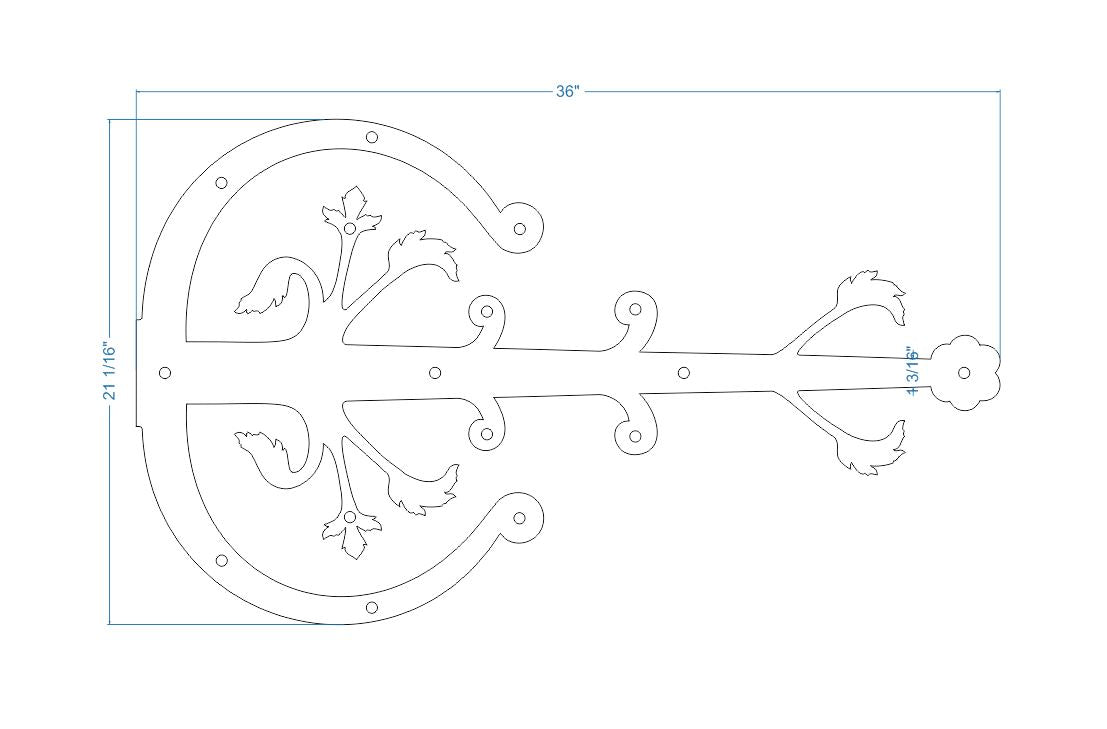 XL German Castle Iron Faux Hinge Strap