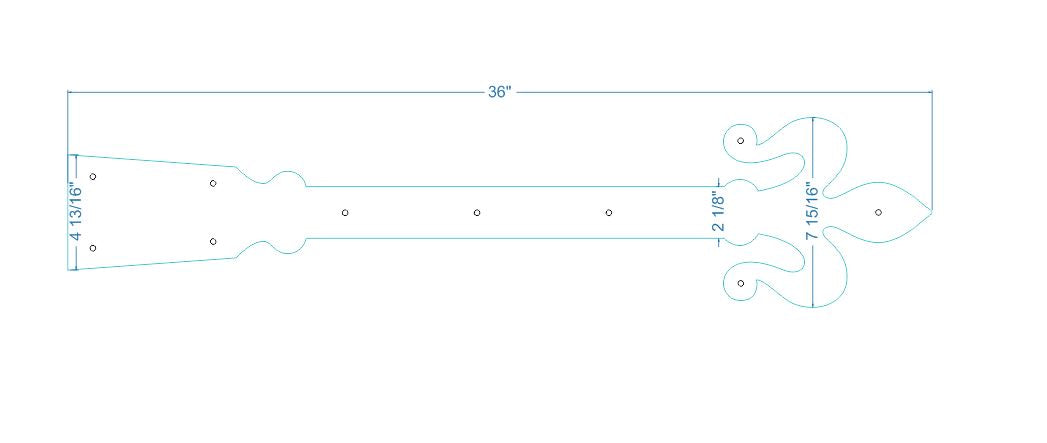 XL Florence Fleur De Lis Iron Faux Hinge Strap