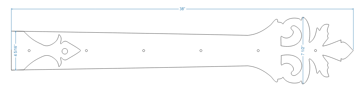 Roman Acanthus Wrought Iron Functioning Hinge Strap