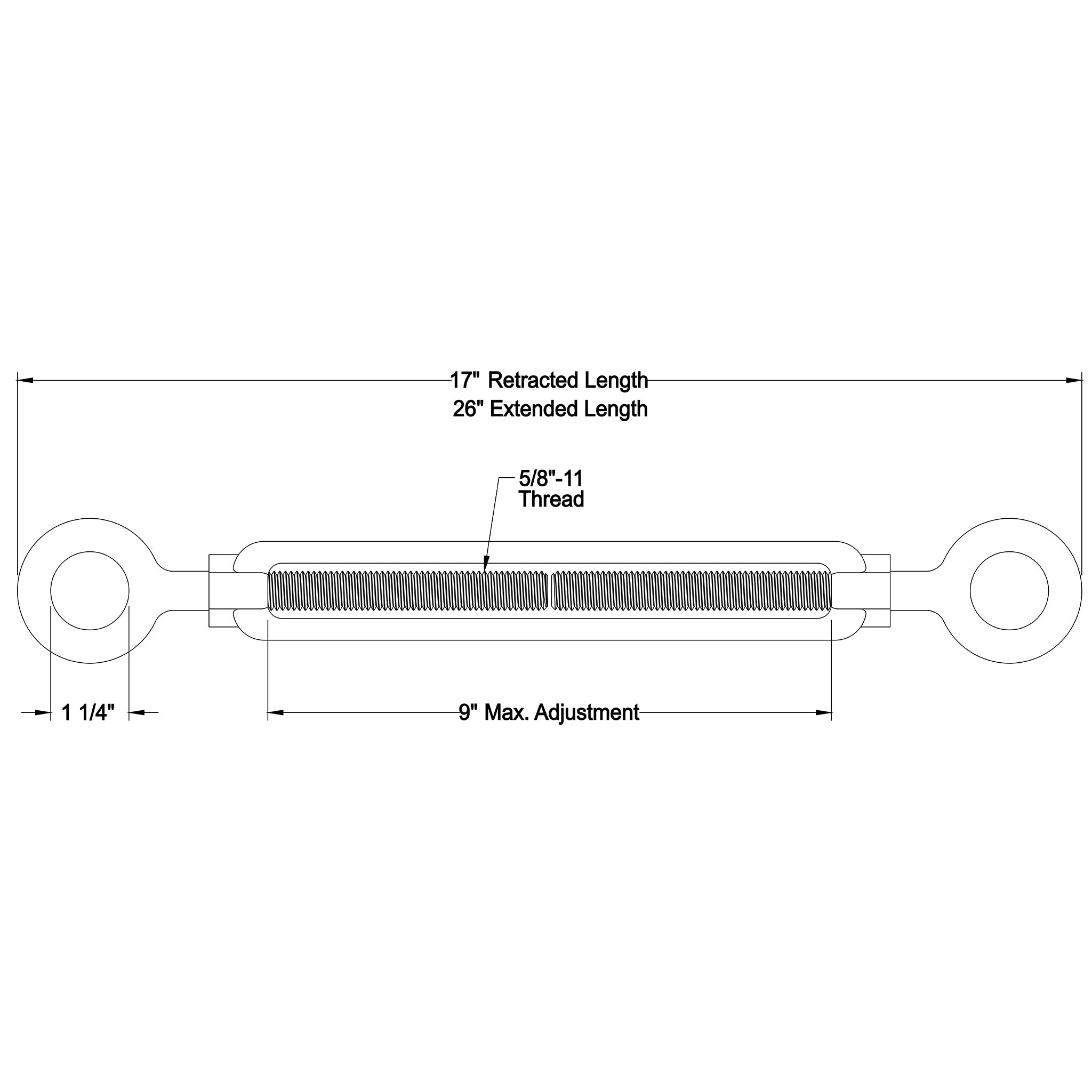 5/8" dia. Eye to Eye Turnbuckles Turnbuckle