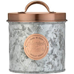 Amici Bristol Metal Canister, Galvanized and Copper, 52 oz Food Storage Bins Kitchen Accessory