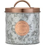 Amici Bristol Metal Canister, Galvanized and Copper, 84 oz Food Storage Bins Kitchen Accessory
