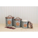 Amici Bristol Metal Canister, Galvanized and Copper, 84 oz Food Storage Bins Kitchen Accessory