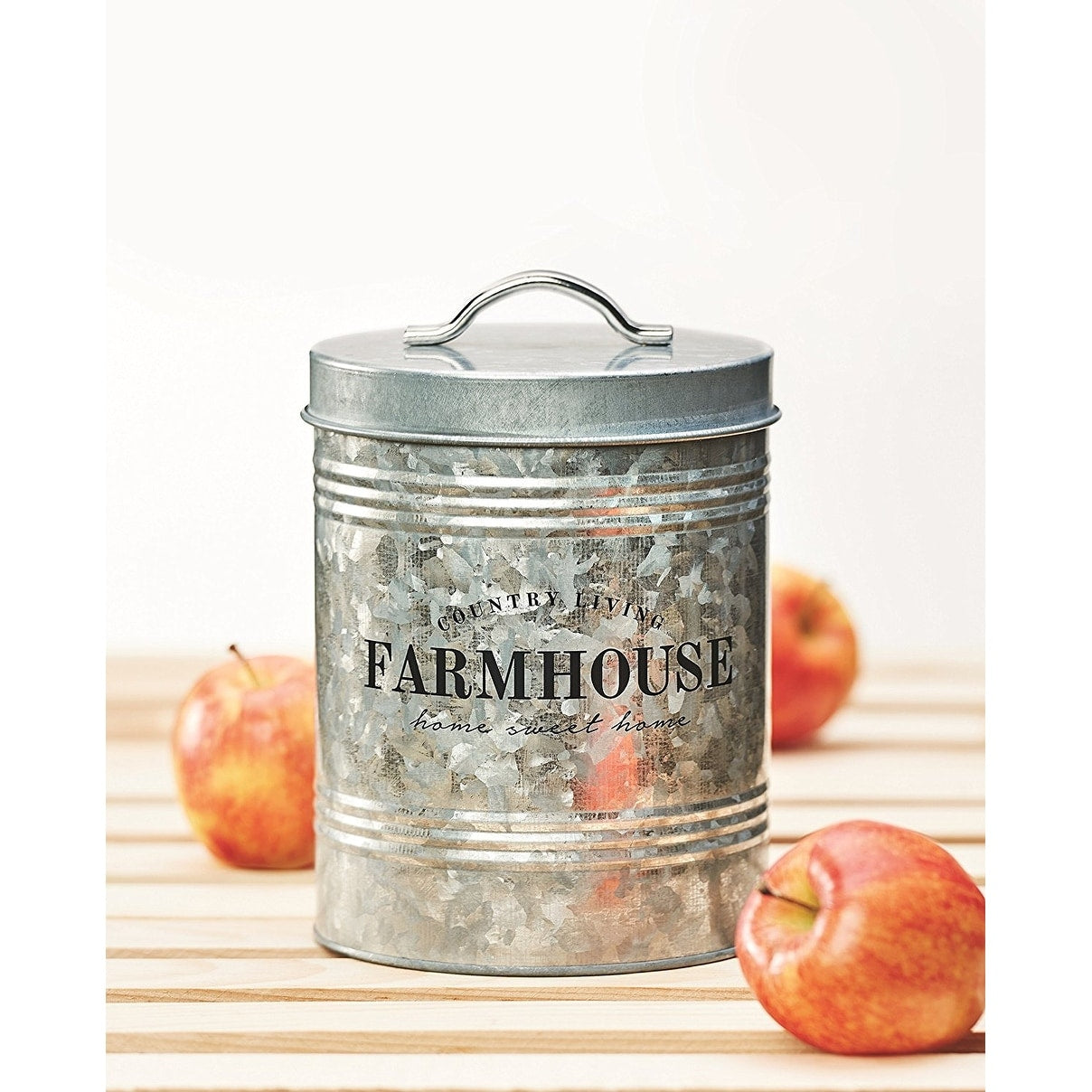 Amici Home Farmhouse Country Living Galvanized Metal Kitchen Storage Canister Food Storage Bins Kitchen Accessory