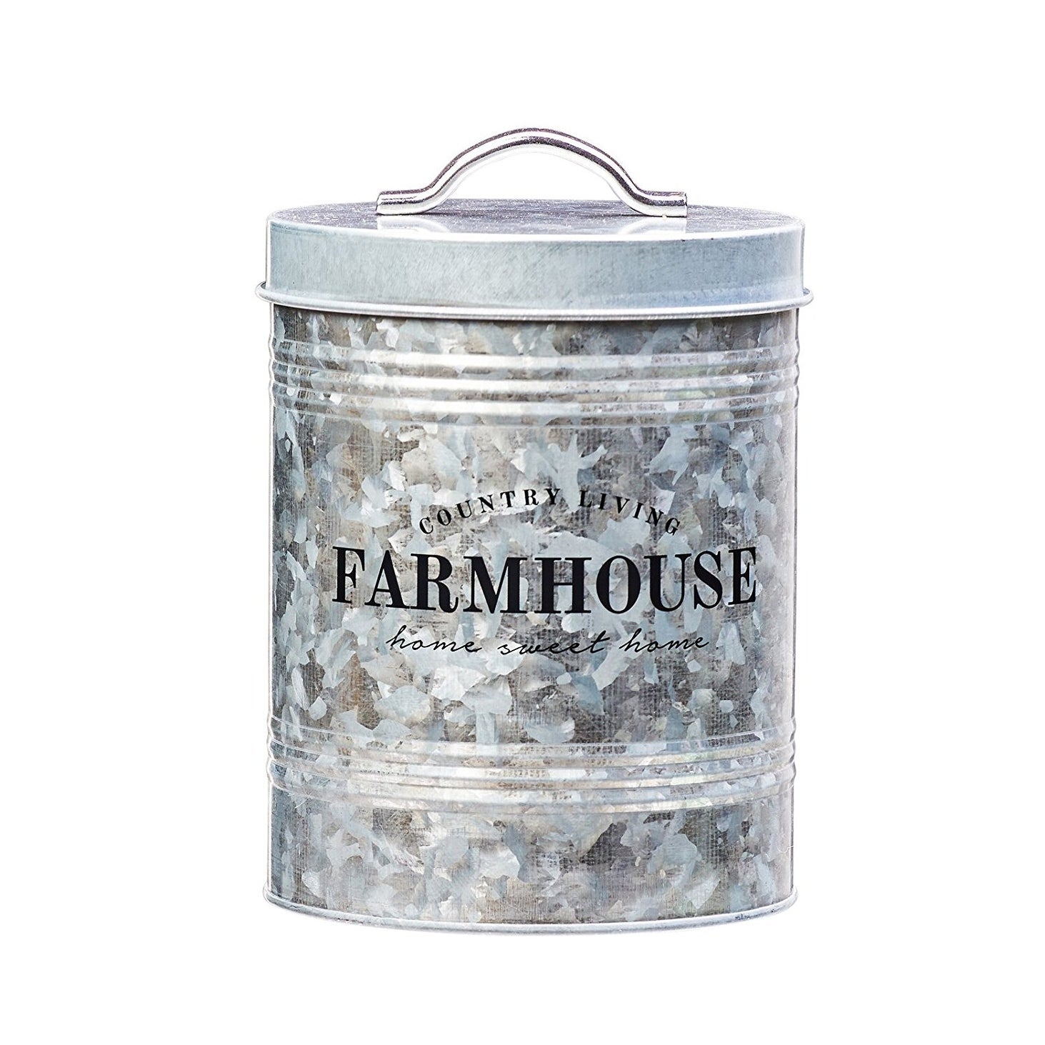 Amici Home Farmhouse Country Living Galvanized Metal Kitchen Storage Canister Food Storage Bins Kitchen Accessory