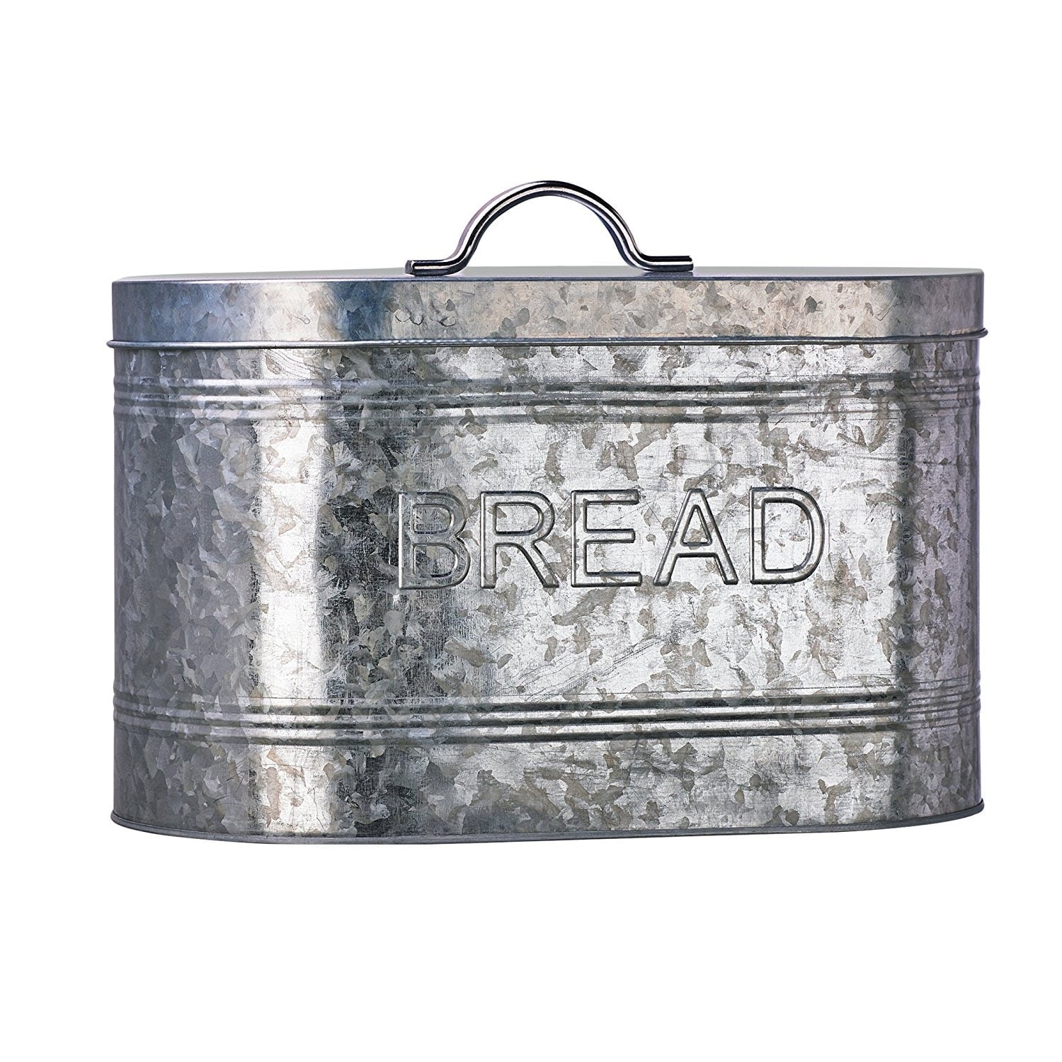 Amici Home Rustic Kitchen Collection Galvanized Metal Bread Storage Canister Food Storage Bins Kitchen Accessory