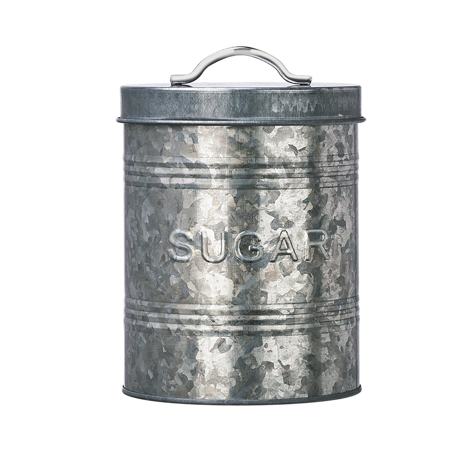 Amici Home Rustic Kitchen Collection Galvanized Metal Sugar Storage Canister, 76 Ounces Food Storage Bins Kitchen Accessory