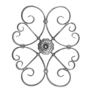 Scrolled Iron Insert with Rosette - Old West Iron