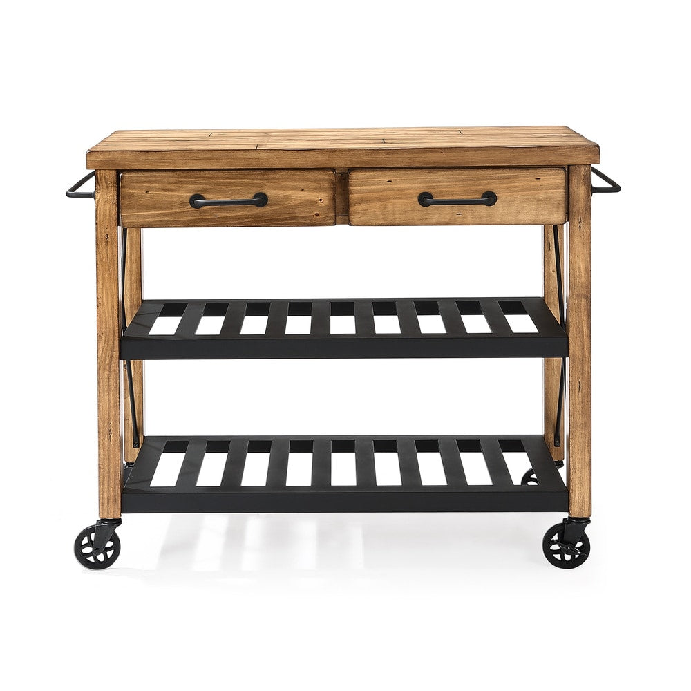 Carbon Loft Edwin Wood and Metal Kitchen Cart - 42