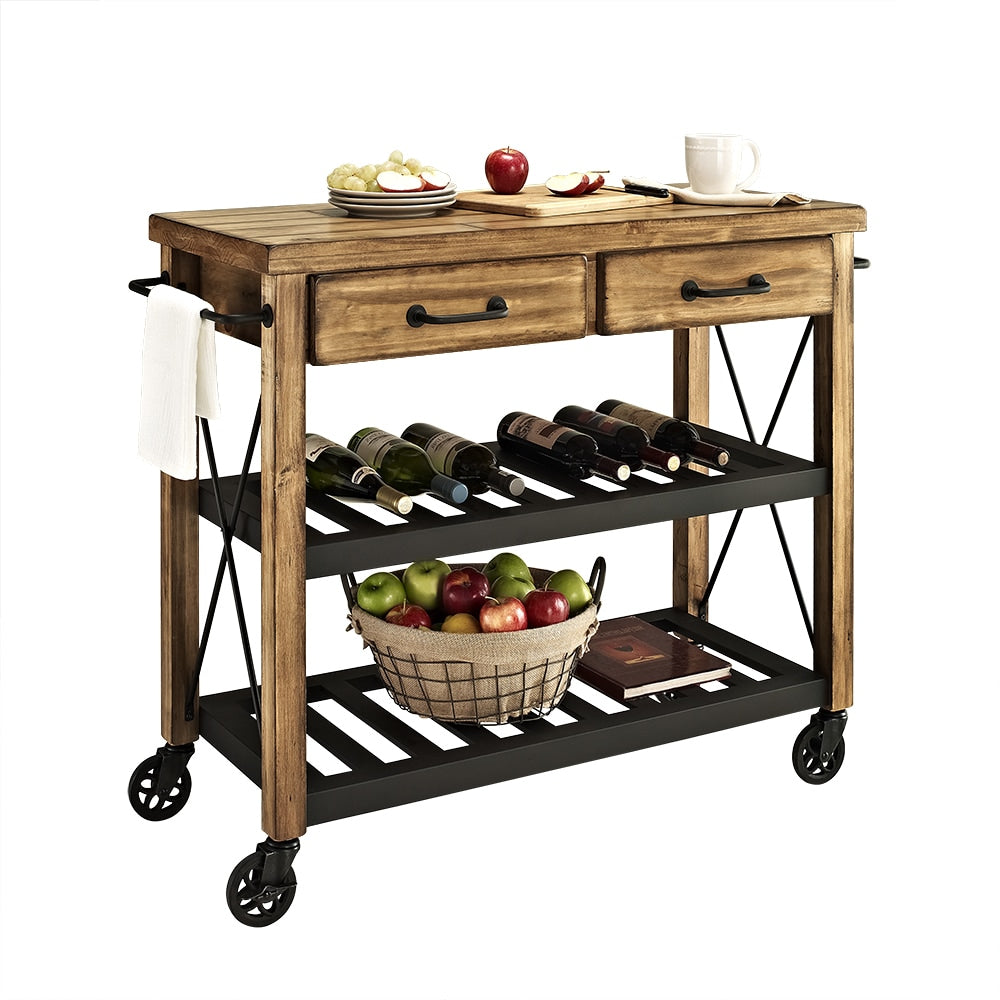 Carbon Loft Edwin Wood and Metal Kitchen Cart - 42