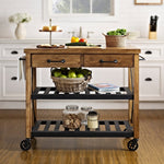 Carbon Loft Edwin Wood and Metal Kitchen Cart - 42"W x 18"D x 36.75"H Carts Furniture