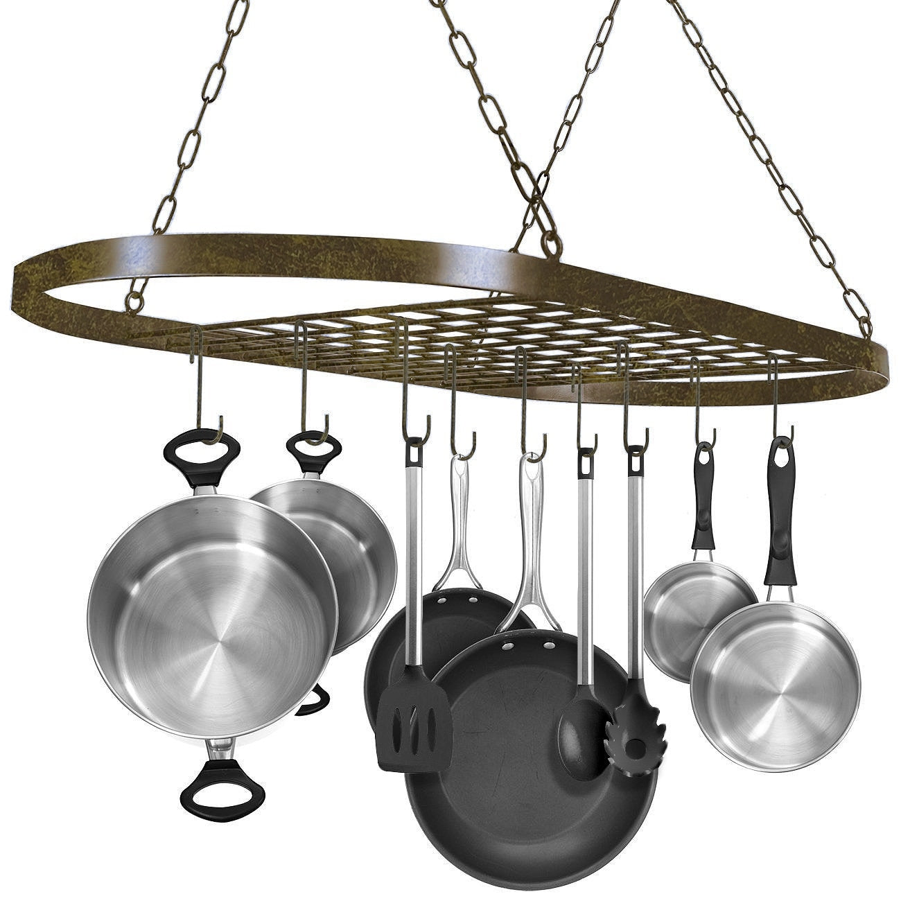 Ceiling mounted Pot Rack with Hooks-Rustic - 31.50" x 16.50" x 21" Pot Racks Kitchen Accessory