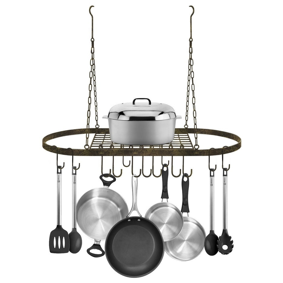 Ceiling mounted Pot Rack with Hooks-Rustic - 31.50