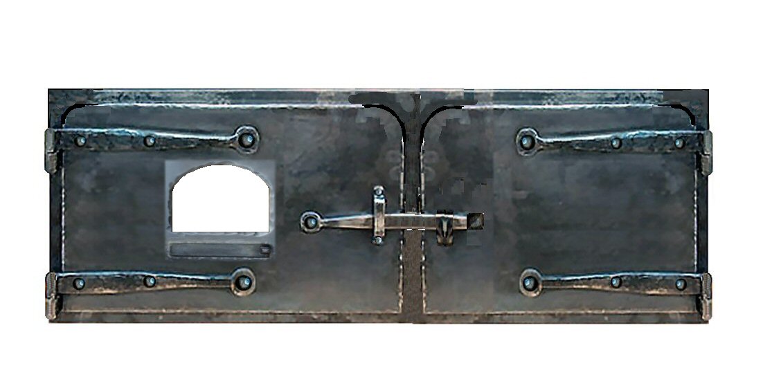 double pizza oven doors with latches, window and damper