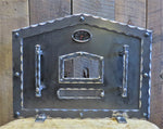 custom arch shape hammered iron pizza oven door rustic style