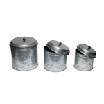 Galvanized Metal Lidded Canister With Ball Knob, Set of Three, Gray Food Storage Kitchen Accessory