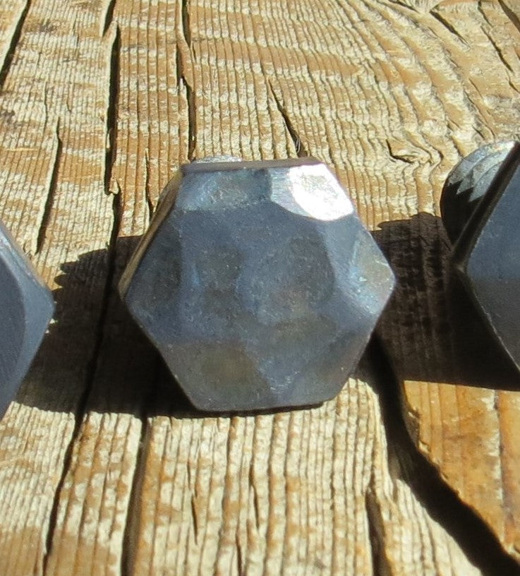 hammered hex head lags, close up