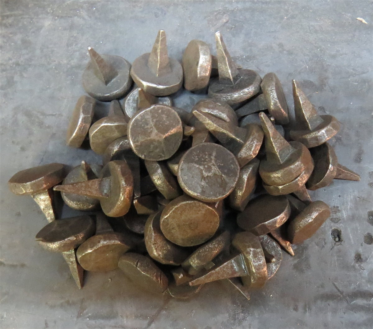 Raw Metal Lot HCN-06 3/4" x 3/4" Round Flat Hammered Head Spike QTY (77)