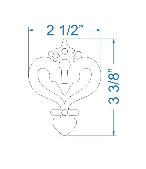 HE-327 Old English Castle Iron Escutcheon Plate