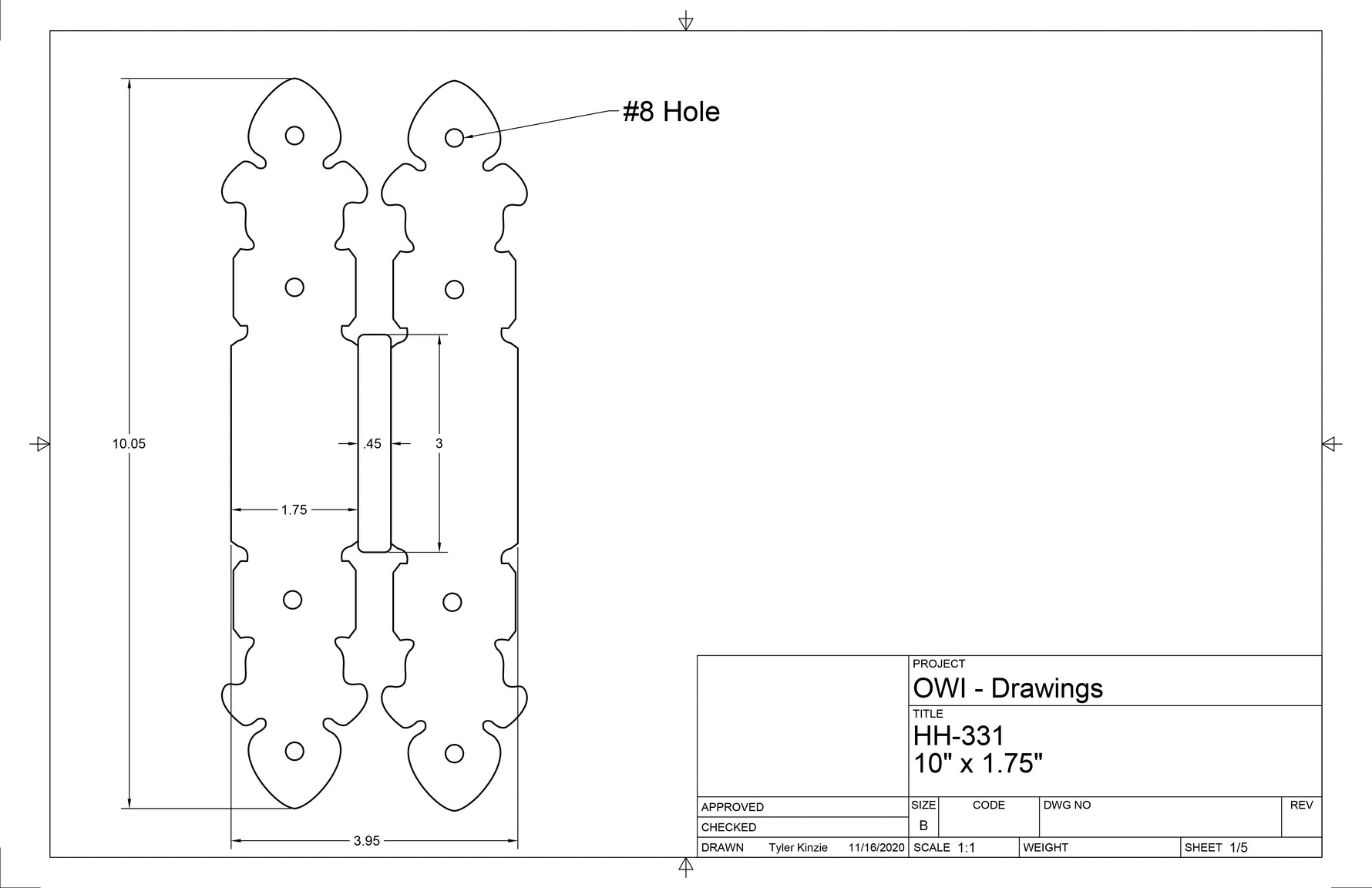IN STOCK Spanish Cathedral Iron Hinge