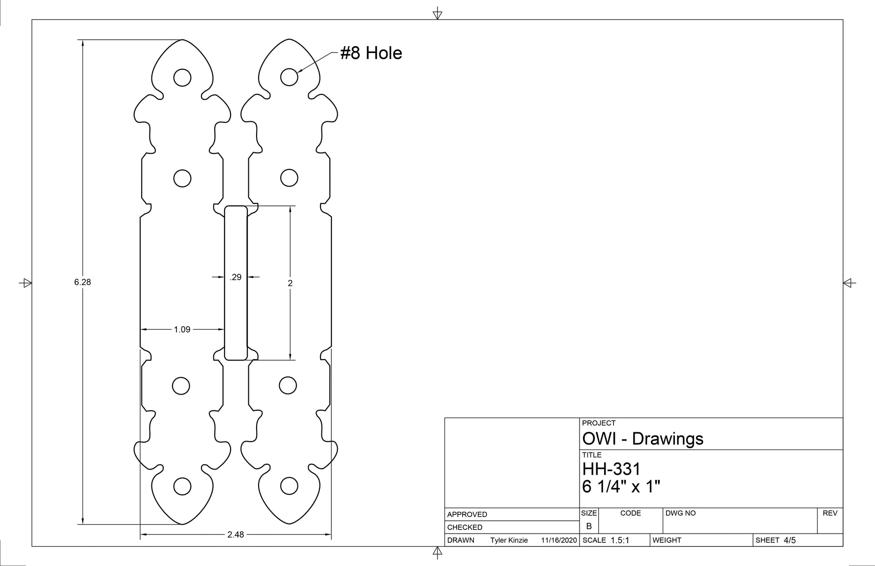 IN STOCK Spanish Cathedral Iron Hinge