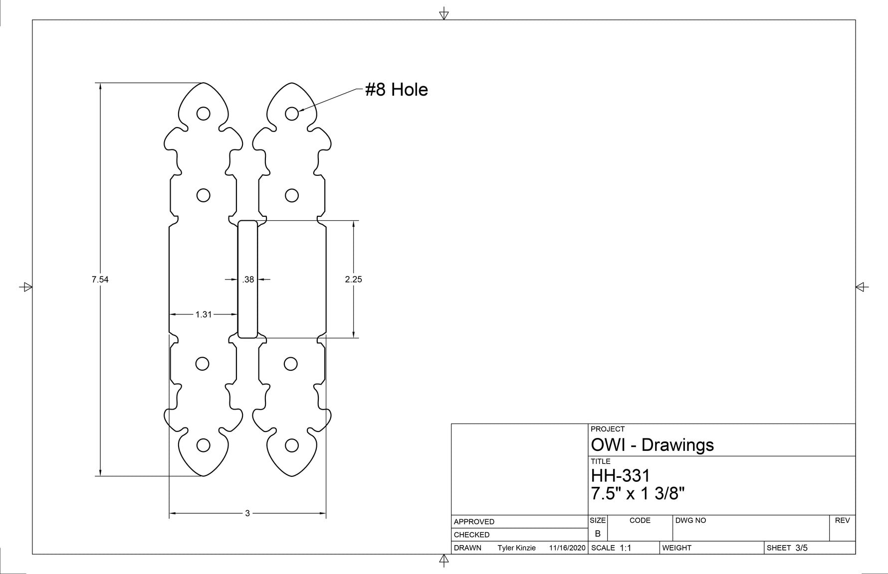 IN STOCK Spanish Cathedral Iron Hinge
