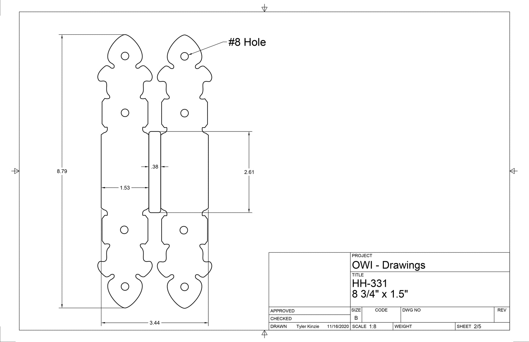 IN STOCK Spanish Cathedral Iron Hinge