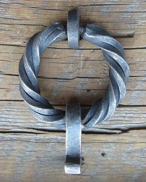 4 1/2" Square Twisted Ring with Drop - Old West Iron