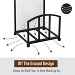 HomCom Firewood Log Rack Storage Holder Stand with Tool Kit Iron Indoor Outdoor - Black Fireplace Accessory