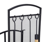 HomCom Firewood Log Rack Storage Holder Stand with Tool Kit Iron Indoor Outdoor - Black Fireplace Accessory