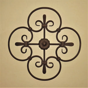 Smooth Cabinet Insert with Rosette - Old West Iron