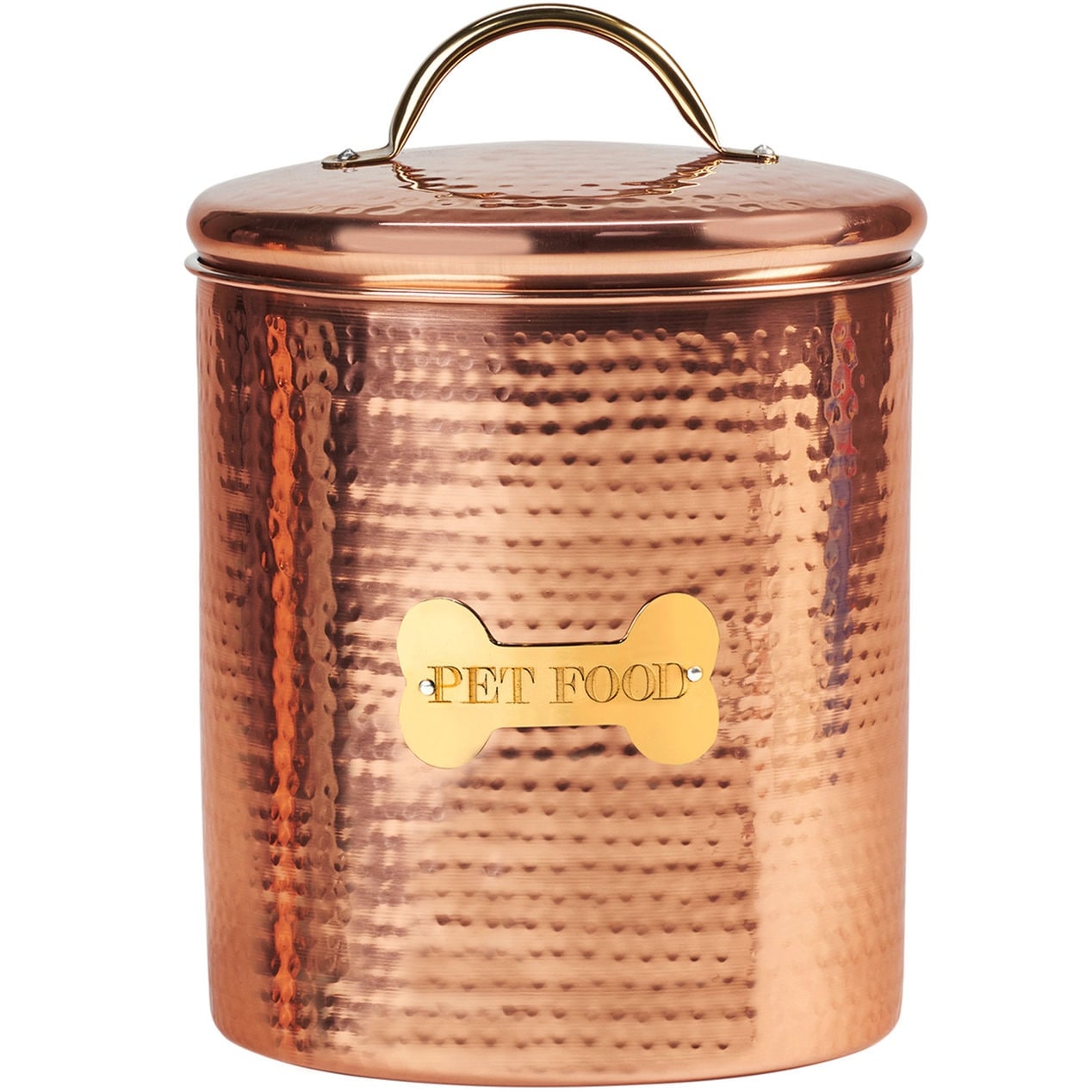 King Charles Copper Dog Extra Large Canister for Pet Food 10 Inch - Copper Gold - Cooper Gold Food Storage Kitchen Accessory